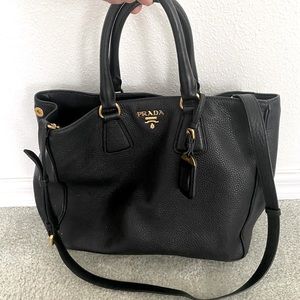 Black leather Prada bag
